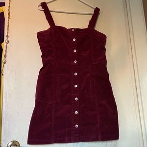 Burgundy corduroy overall dress